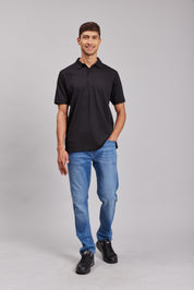 Polera Polo M/C Negra Hombre