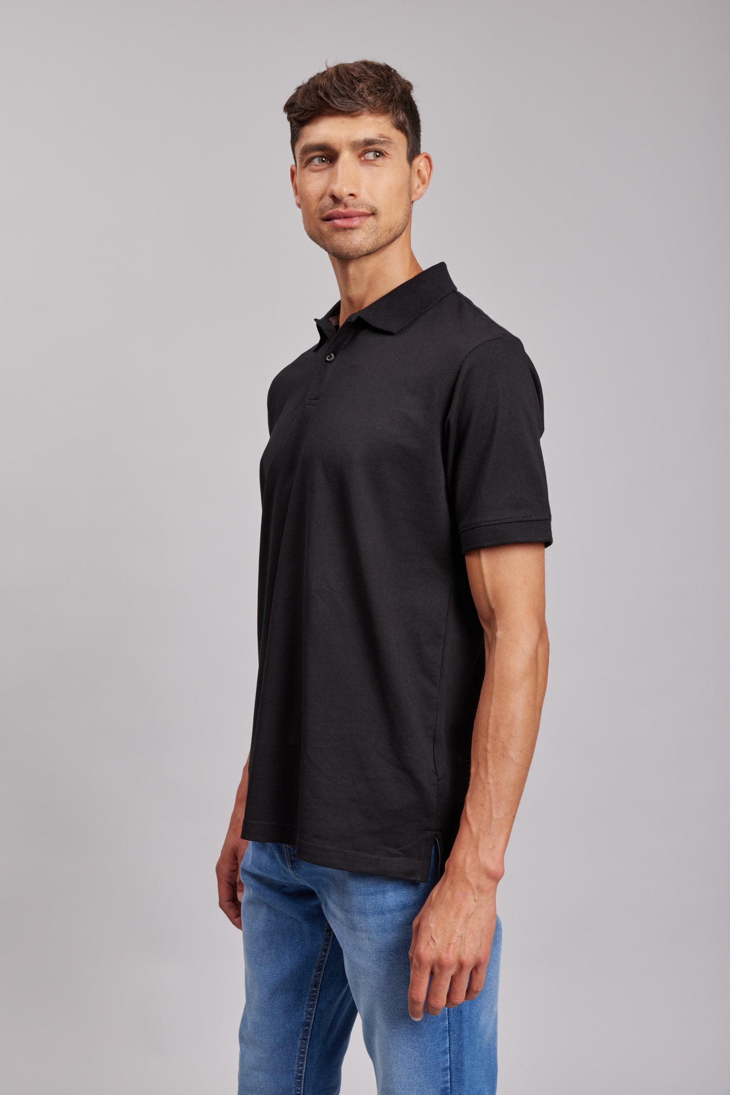 Polera Polo M/C Negra Hombre
