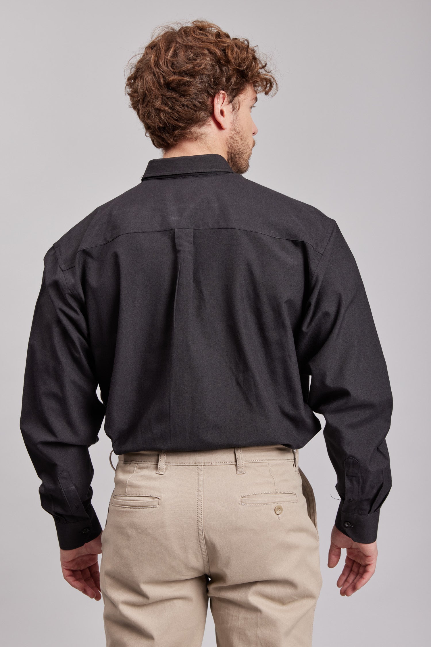 Camisa Oxford M/L Negra Hombre