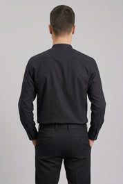 Camisa Oxford cuello Mao M/L Negra Hombre
