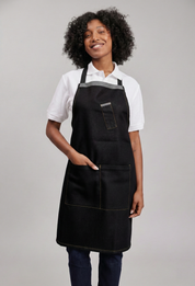 Delantal Pechera Bicolor Prime Chef Hobart Black Cat Denim